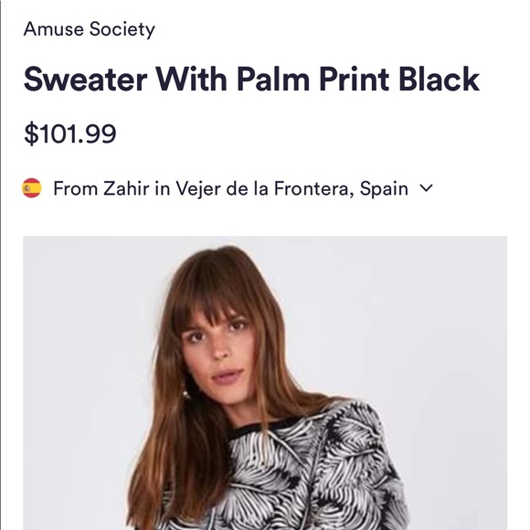 Amuse Society Black and White Palm Leaf Sweatshirt - Picture 8 of 8